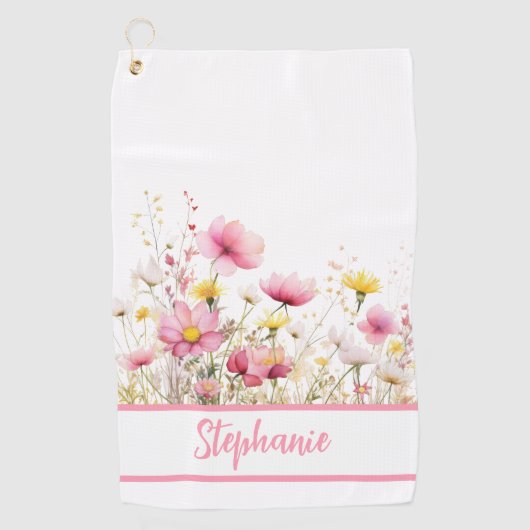 Serviette De Golf Personalized Pink Floral (Devant)