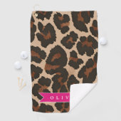 Serviette De Golf Personalized Pink Leopard Print Chic Animal Print (En situation)