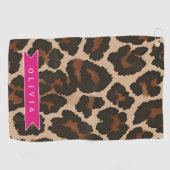 Serviette De Golf Personalized Pink Leopard Print Chic Animal Print (Horizontal)