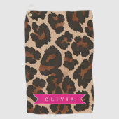 Serviette De Golf Personalized Pink Leopard Print Chic Animal Print (Devant)