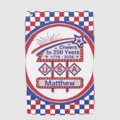 Serviette De Golf Personalized USA 250–Patriotic Retro Marquee (Devant)