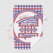 Serviette De Golf Personalized USA 250–Patriotic Retro Marquee (En situation)