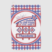 Serviette De Golf Personalized USA 250–Patriotic Retro Marquee (Devant)
