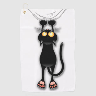 Serviette De Golf Personnage de chat drôle grattant le tissu