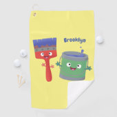 Serviette De Golf Personnages de peinture et de pinceau mignons (En situation)