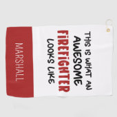 Serviette De Golf Personnalisé Awesome Firefighter Funny Firefighter (Horizontal)