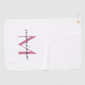Serviette De Golf Personnalisé Chic Dames Rose Nom Monogramme (Horizontal)