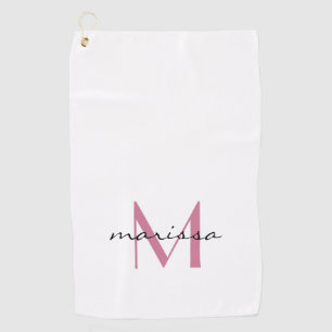Serviette De Golf Personnalisé Chic Dames Rose Nom Monogramme