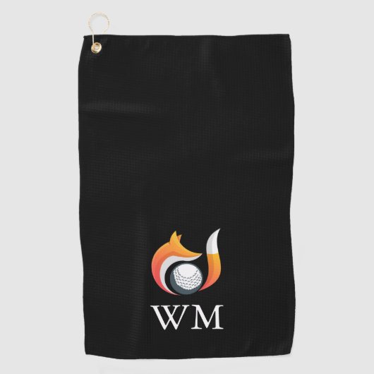 Serviette De Golf Personnalisé Design Monogram Fox Et Ball (Devant)