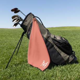 Serviette De Golf Personnalisé Elegant Terracotta Monogramme et nom