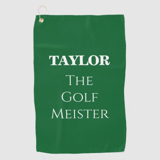 Serviette De Golf Personnalisé Funny Golf Meister Citation Vert (Devant)