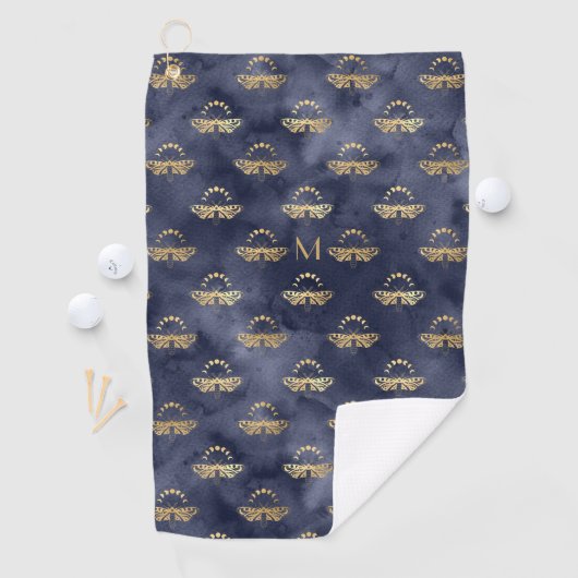 Serviette De Golf Personnalisé Luxe Gold Bee Marine Night Céleste (En situation)