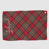 Serviette De Golf Personnalisé Plaid Rouge Vert Rustique Stewart Tar (Horizontal)