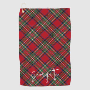 Serviette De Golf Personnalisé Plaid Rouge Vert Rustique Stewart Tar