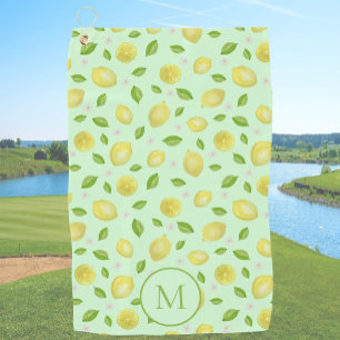 Serviette de golf personnalisée avec citrons jaune