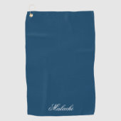 Serviette de golf personnalisée bleu marine avec n (Devant)