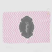 Serviette de golf personnalisée Chevron rose (Horizontal)