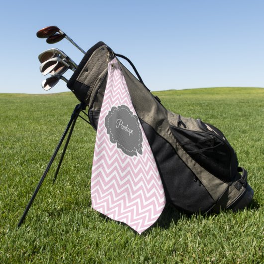 Serviette de golf personnalisée Chevron rose (Vert)