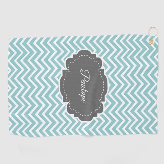 Serviette de golf personnalisée Chevron turquoise (Horizontal)