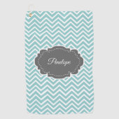 Serviette de golf personnalisée Chevron turquoise (Devant)