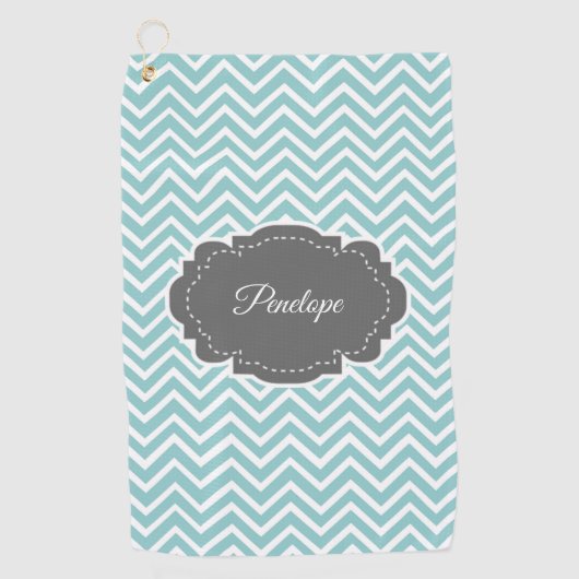 Serviette de golf personnalisée Chevron turquoise (Devant)