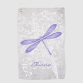 Serviette de golf personnalisée de libellule viole (Devant)