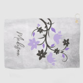 Serviette de golf personnalisée de Lovebirds viole (Horizontal)