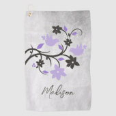 Serviette de golf personnalisée de Lovebirds viole (Devant)