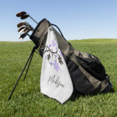 Serviette de golf personnalisée de Lovebirds viole (Vert)
