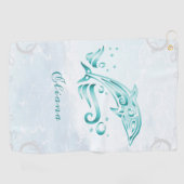Serviette de golf personnalisée Dolphin turquoise (Horizontal)
