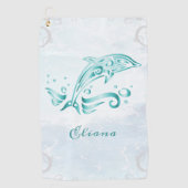 Serviette de golf personnalisée Dolphin turquoise (Devant)