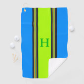 Serviette de golf personnalisée en bleu et en citr (En situation)