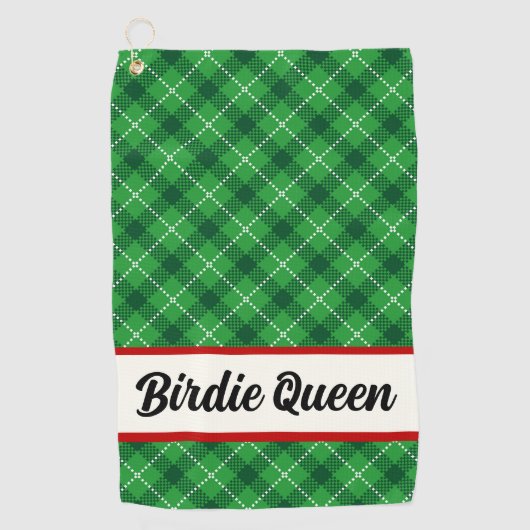Serviette de golf personnalisée en Tartan Vert Pla (Devant)