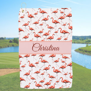 Serviette de golf personnalisée flamant rose amusa