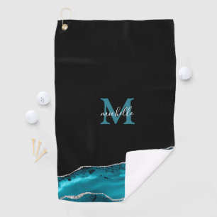 Serviette de golf personnalisée Glam Turquoise & S