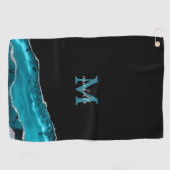 Serviette de golf personnalisée Glam Turquoise & S (Horizontal)