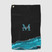 Serviette de golf personnalisée Glam Turquoise & S (Devant)