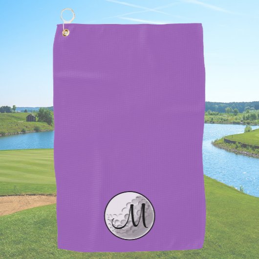 Serviette de golf personnalisée monogramme violet