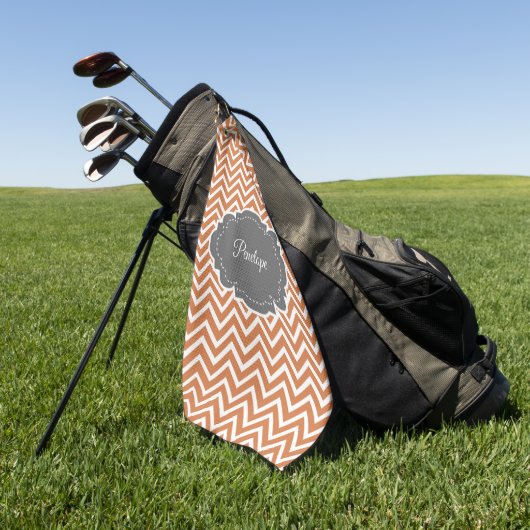 Serviette de golf personnalisée Orange Chevron (Vert)
