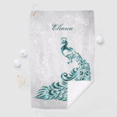 Serviette de golf personnalisée Peacock turquoise (En situation)