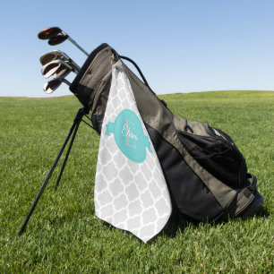 Serviette de golf personnalisée Quatrefoil turquo