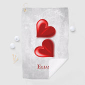 Serviette de golf personnalisée Red Hearts (En situation)