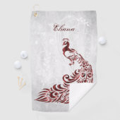 Serviette de golf personnalisée Red Peacock (En situation)