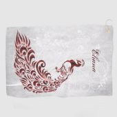 Serviette de golf personnalisée Red Peacock (Horizontal)