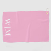 Serviette de golf personnalisée rose clair et blan (Horizontal)