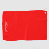 Serviette de golf personnalisée rouge avec nom per (Horizontal)