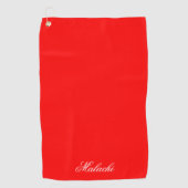 Serviette de golf personnalisée rouge avec nom per (Devant)