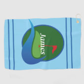 Serviette De Golf Personnaliser Bleu (Horizontal)