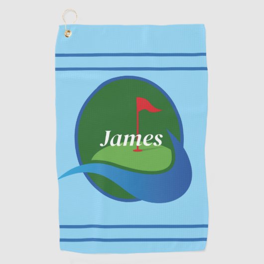 Serviette De Golf Personnaliser Bleu (Devant)