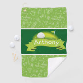 Serviette De Golf Personnaliser verte (En situation)